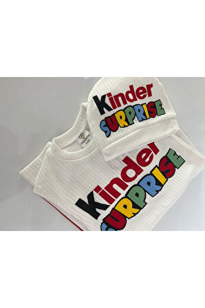 Sevimli Kinder Süpriz Unisex Bebek Şapka & Tulum Set