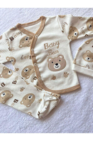 Yenidoğan  Unisex Bebek Sevimli Baby Bear 3'lü Set (0-3 Ay)