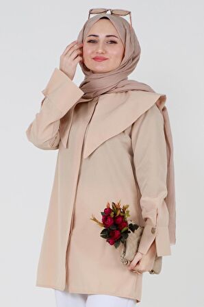 Büyük Yakalı Gömlek-Bej