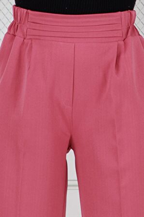 Kemeri Kat Detaylı Dar Paça Pantolon-gülkurusu