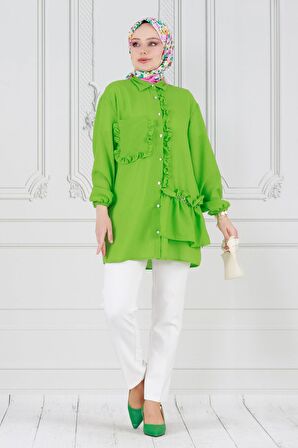 Fırfırlı Prenses Tunik-Fıstık Yeşili