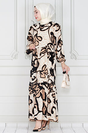 Kuşaklı Lilyum Viscon Elbise-VİZON