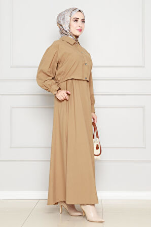 Cepken Detaylı Elbise Takım-Taba