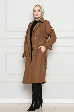 Kolu Kemer Detaylı Trençkot-Taba