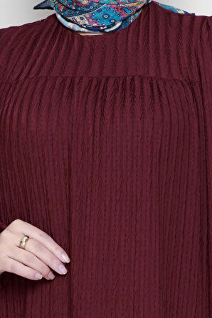 Robalı Sahra Tesettür Elbise-Bordo