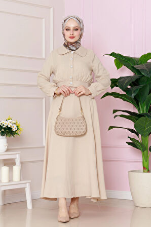Cepkenli Etekli ikili Takım-Bej