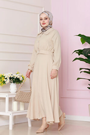 Cepkenli Etekli ikili Takım-Bej