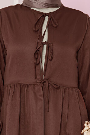 Önü Bağlamalı Pantolonlu takım-Kahverengi