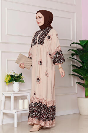 Leopar Desenli Robalı Viscon Elbise-VİZON