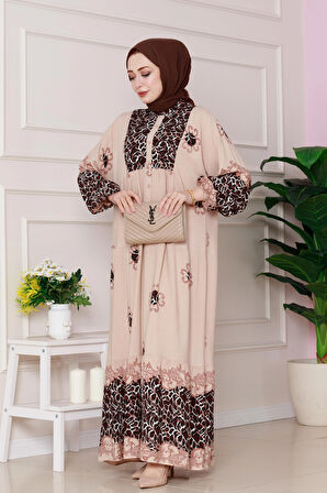 Leopar Desenli Robalı Viscon Elbise-VİZON