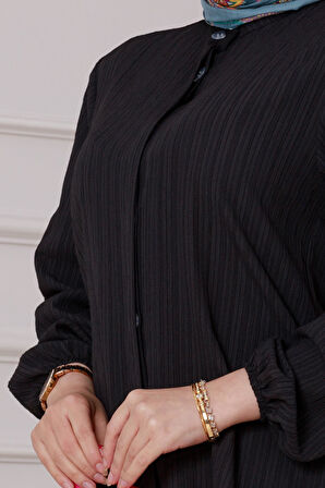 Yırtmaç Detaylı Tunik Pantolon Takım-Siyah