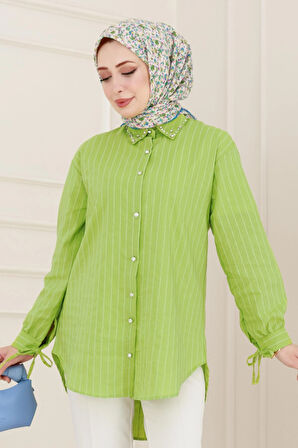 Taş Detaylı Hilal Tunik-Fıstık Yeşili