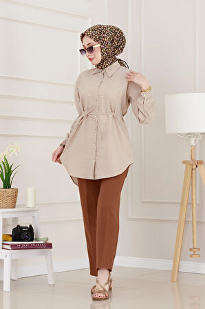 Monako Yaka Taşlı Tunik-VİZON