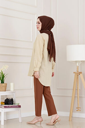 Monako Yaka Taşlı Tunik-VİZON