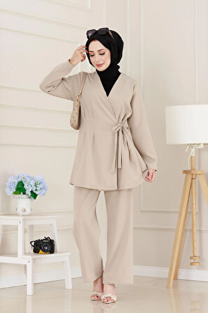 Yandan Bağlamalı HürremTakım-Bej