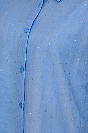 Göğüsü Taş Detaylı Oversize Tunik-Bebe mavi