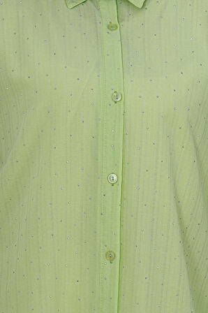 Göğüsü Taş Detaylı Oversize Tunik-Sarı