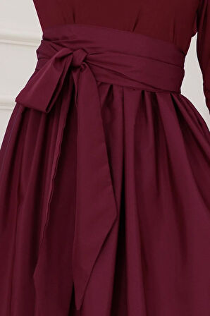 Mia Balon Elbise-Bordo
