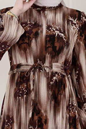 Beli Tünelli Hera Viscon Elbise-Bej