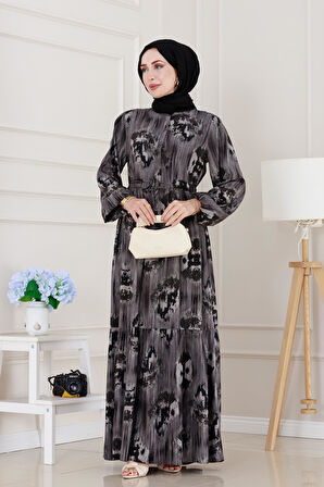 Beli Tünelli Hera Viscon Elbise-Antrasit