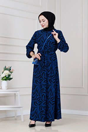 Beli Tünelli Karin Elbise-Saks Mavi