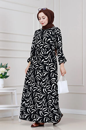 Beli Tünelli Karin Elbise-Siyah