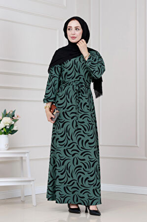 Beli Tünelli Karin Elbise-Zümrüt Yeşili