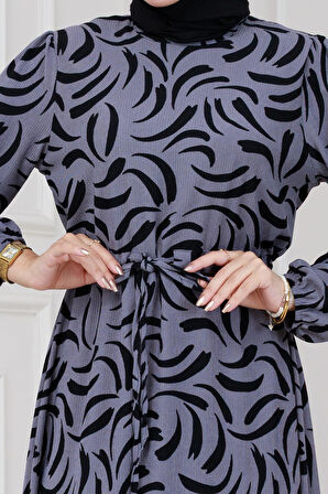 Beli Tünelli Karin Elbise-Gri