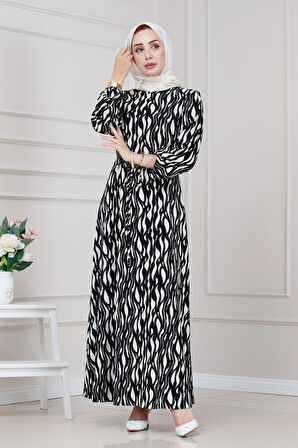 Beli Tünelli Bürümcük Karin Elbise-Siyah