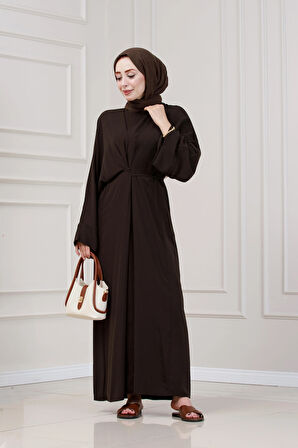 Bağlamalı Maria Elbise-Kahverengi