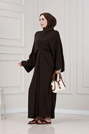 Bağlamalı Maria Elbise-Kahverengi