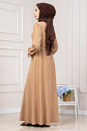 Beli Tünelli Fitilli Aslı Elbise-VİZON