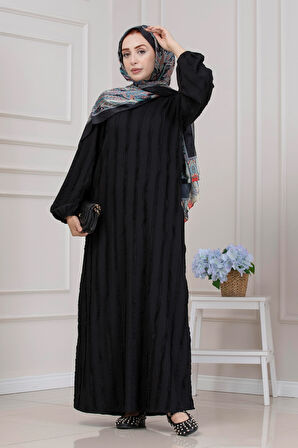 Fırfır Detaylı Rüya Elbise-SİYAH