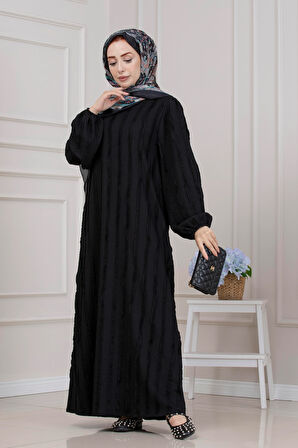 Fırfır Detaylı Rüya Elbise-SİYAH