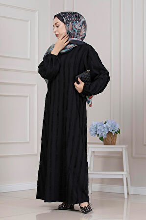 Fırfır Detaylı Rüya Elbise-SİYAH