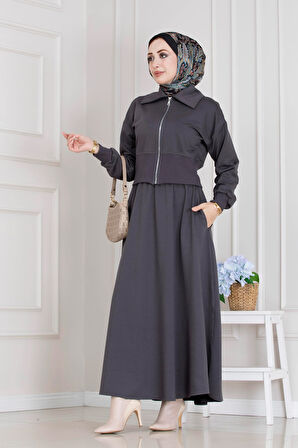 Fermuarlı Etekli Takım-Antrasit