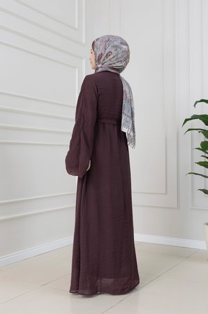 Bolerolu Toka Detaylı Defne Elbise-BORDO
