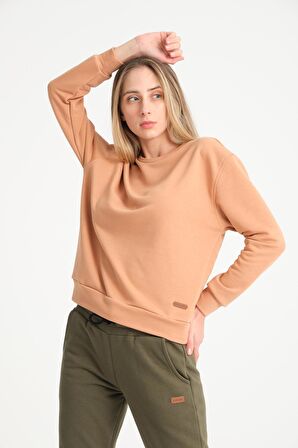 Latte Basic Bisiklet Yaka Armalı Kadın Sweatshirt