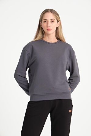 Asfalt Basic Bisiklet Yaka Armalı Kadın Sweatshirt