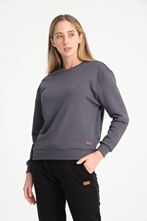 Asfalt Basic Bisiklet Yaka Armalı Kadın Sweatshirt