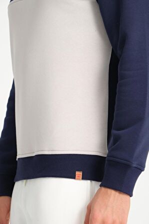 Lacivert Dik Yaka Yarım Fermuarlı Erkek Sweatshirt