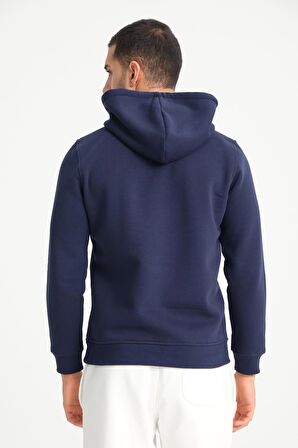 Lacivert Kanguru Cepli Kapüşonlu Erkek Sweatshirt