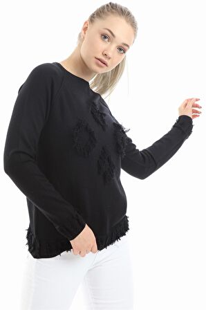 FTZ Women Kadın Yazı Detay Salaş Tunik Siyah