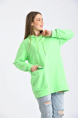 FTZ Women Kadın İki İp Kapşonlu Sweatshirt Yeşil