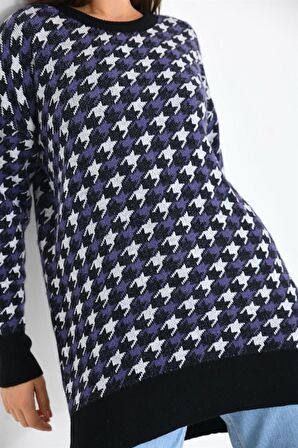 Ftz Women Kadın Kazayağı Desenli Bluz Siyah