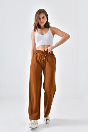 Ftz Women Kadın Triko Kadın Pantolon Taba 20078