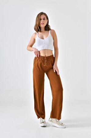 Ftz Women Kadın Triko Kadın Pantolon Taba 20078