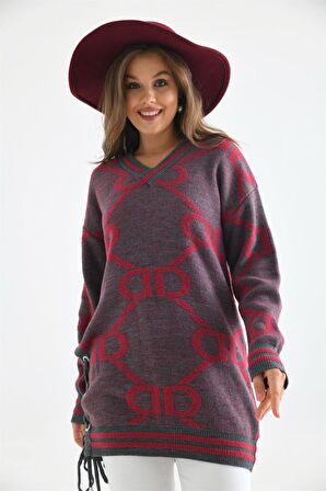 Ftz Women Kadın D Desenli Bluz Gri