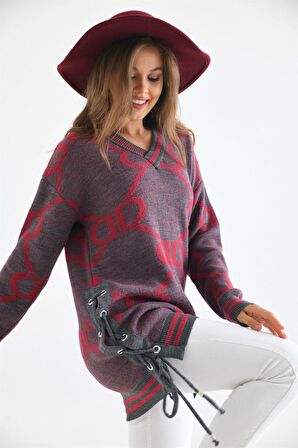 Ftz Women Kadın D Desenli Bluz Gri