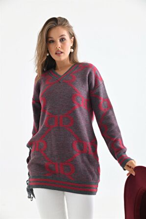 Ftz Women Kadın D Desenli Bluz Gri